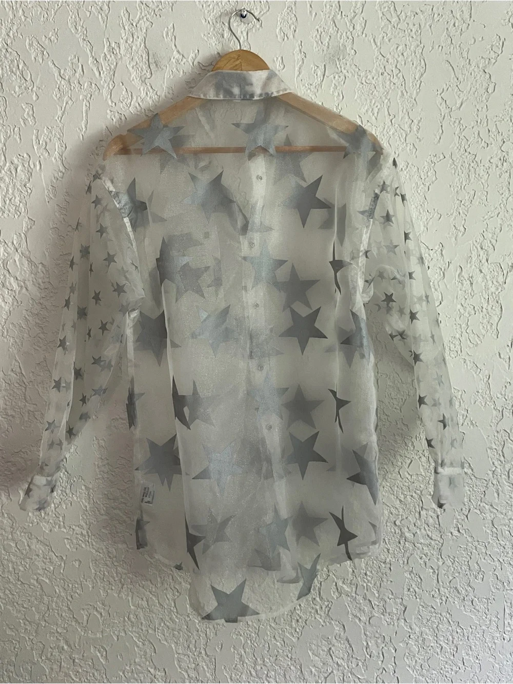 Guess Georges Marciano RARE Vintage 90s Sheer Western Pearl Snap Shirt - Picture 5 of 8